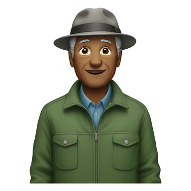 Grandfather in a grey hat and green jacket sticker