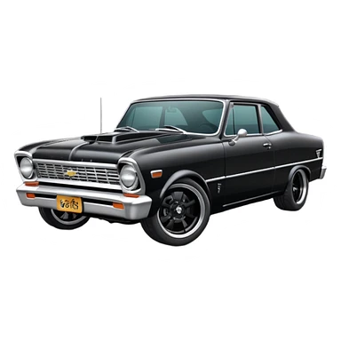 Catwoman’s  black metallic  1965 Chevy Nova SS street rat rod sticker