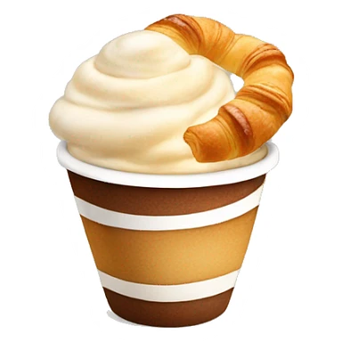 Cup of cappuccino with croissant sticker