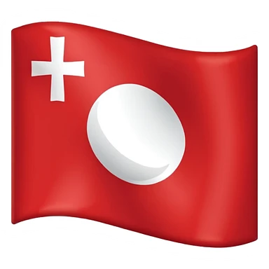 Créame un emoji de una bandera roja con un círculo blanco a un costado y una cruz dentro del circulo boanco sticker