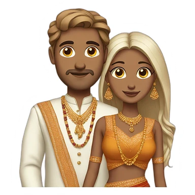 White couple Indian outfit sticker