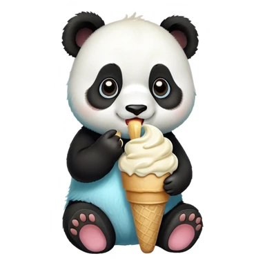 light blue baby Panda eating ice cream sticker