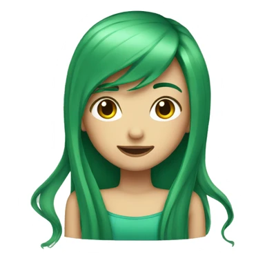 girl with long green hair blushing sticker