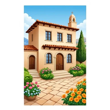 Mediterranean house with garden sticker