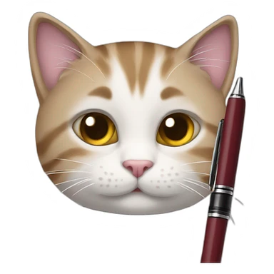 cat with a pen sticker