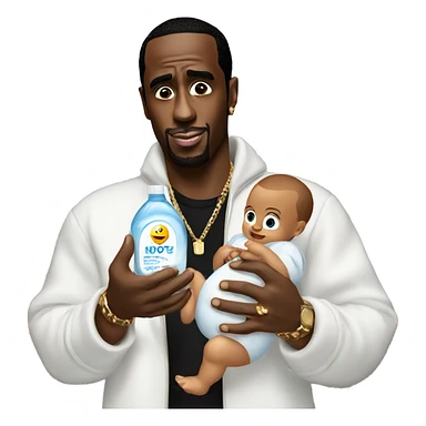 p diddy holding baby oil sticker