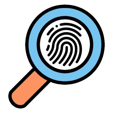 magnifying glass with fingerprint inside sticker