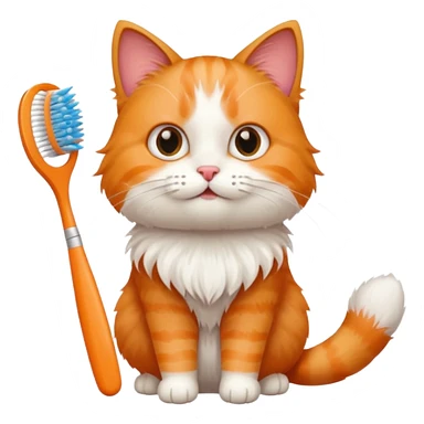 cat, tooth brush, hair brush sticker