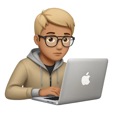 male developer coding on a Mac laptop sticker