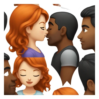 Redhead Girl Kissing black haired man  sticker