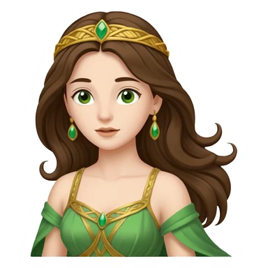 Juno, Marriage Goddess from Rome Mythology with long brunette hair, green outfit sticker