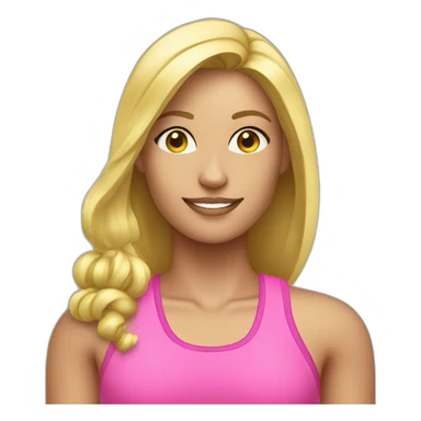 fitness blond woman wearing pink sticker