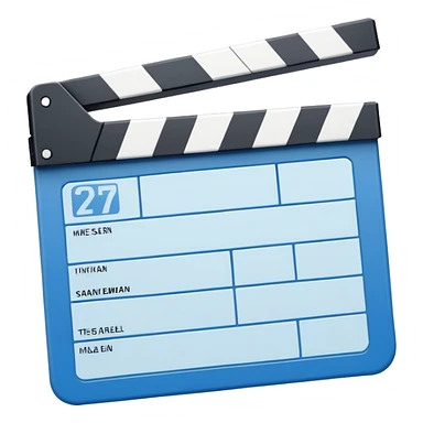 basic movie slate in blue and white, clean lines and simple design sticker