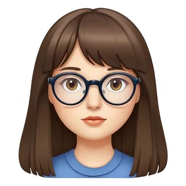 White pretty round face with long hair and bangs along with beautiful eyes with specs  sticker