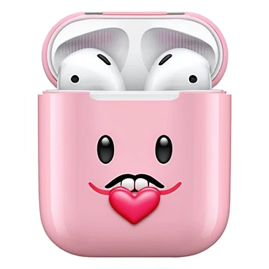 Light pink AirPods case with a kiss mark sticker