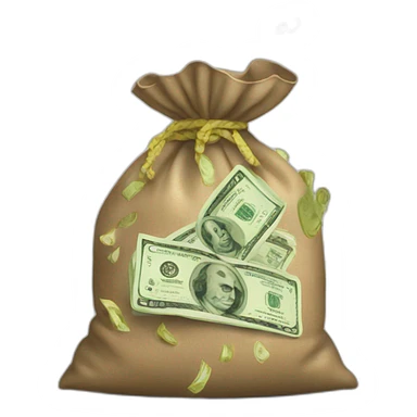 money spilling from a bag sticker