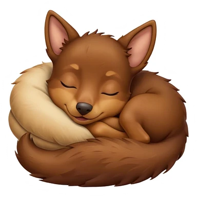 Meme-Worthy Cute Sleeping Brown and Tan Kelpie Portrait Emoji, Head resting peacefully with a contented smile, showcasing a delightfully agile build and a luxuriously soft brown and tan Fur, eyes shut in a serene nap, Simplified yet hilariously adorable features, highly detailed, glowing with a soft, drowsy light, high shine, relaxed and utterly lovable, stylized with an air of playful laziness, bright and heartwarming, soft glowing outline, capturing the essence of a comically sleepy herder, so meme-worthy it feels like it could instantly become the next viral sensation of adorable slumber! sticker