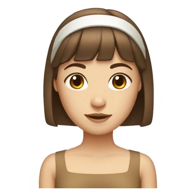 fair skinned girl with brown hair, bangs, and a white headband sticker