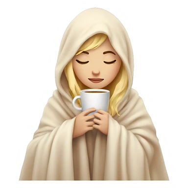 girl inside a blanket sipping coffee eyes closed blonde sticker