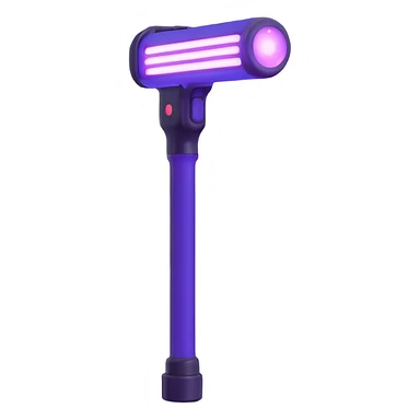 BTS nightstick, 3D emoji style, shiny and glowing, purple light, simple background sticker