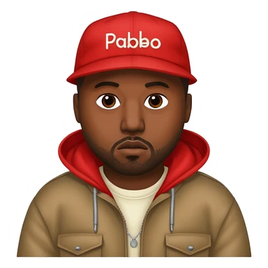 Kanye West in the style of Apple emoji, wearing a Life of Pablo tour outfit. sticker