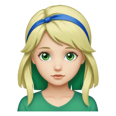 blonde girl with green color hair ribbon sticker