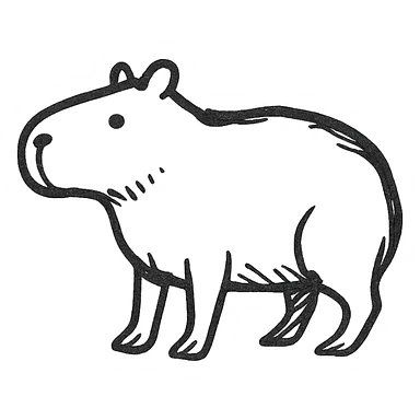hand drawn black outline capybara icon style sticker