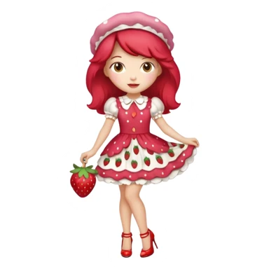 pretty and cute realistic modern day strawberry shortcake full body with high heels sticker