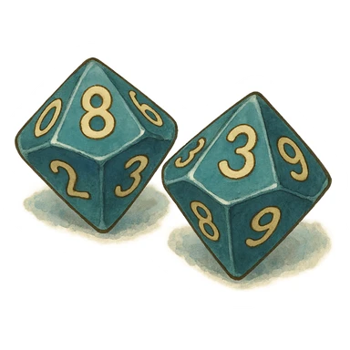 pair of ten-sided dice (d10) sticker