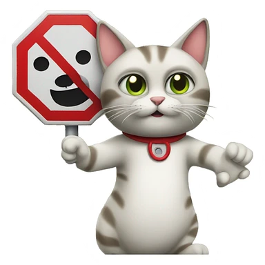 cat holding stop sign sticker
