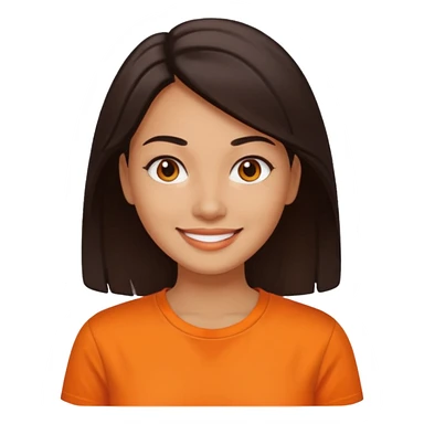 medium tone skin, dark hair, orange shirt, woman sticker