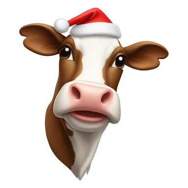 Cow wearing christmas hat sticker