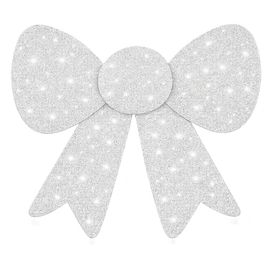 Make the decorative bow white and covered in glitter, shiny and vibrant, no background. The style should be shiny and vibrant with glitter coverage. sticker