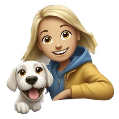 happy girl with dog on the car sticker