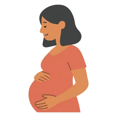 flat design style pregnant woman with black hair sticker