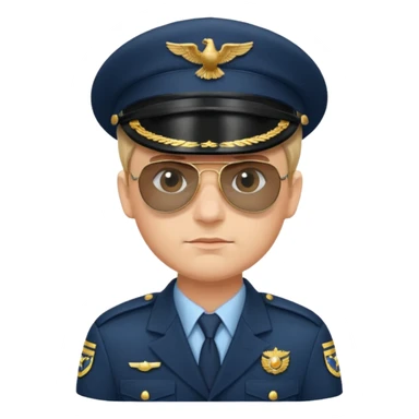 Officer with peaked cap + aviator sunglasses, half body sticker