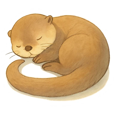 soft ghibli style sleeping otter curled up with gentle colors sticker