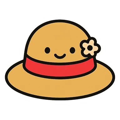 cute cartoon Sophie hat icon inspired by Howl's Moving Castle, rounded shapes, friendly appearance, red ribbon, modern icon style sticker
