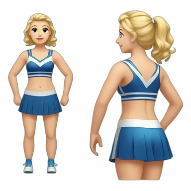 Full body Caucasian curvy cheerleader back and front views sticker