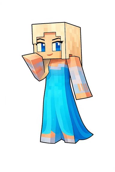 Extract each character and animal as separate images with transparent backgrounds, preserving the original Minecraft cartoon style and appearance exactly as in the reference images. sticker