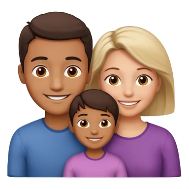 a young brown boy and a very little girl with their mother sticker