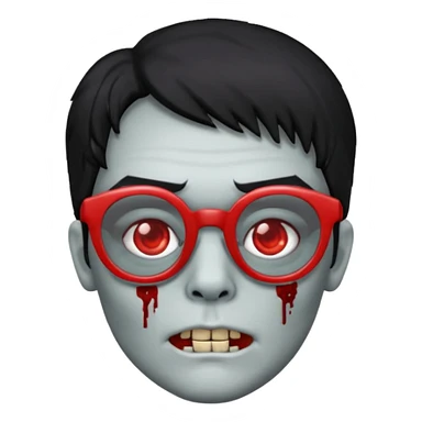 zombie black hair with big red glasses sticker