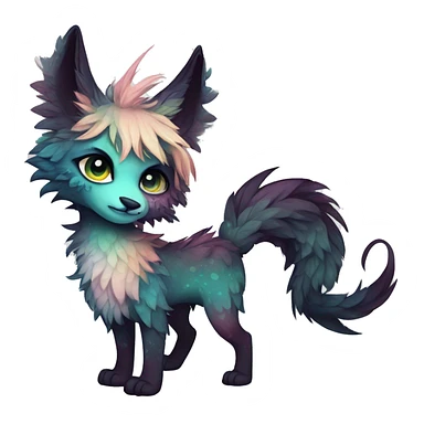 cute Kawaii edgy ethereal fantasy animal fursona Fionbri creature by griffsnuff & LiLaiRa & Falvie with exotic colors full body sticker