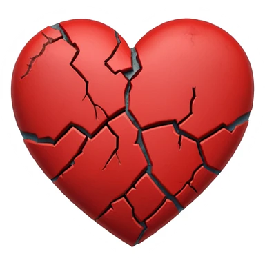 A dark red heart, broken and plastered together sticker