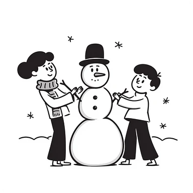 people making a snowman sticker