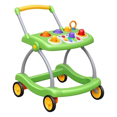 green baby walker with toys on it sticker