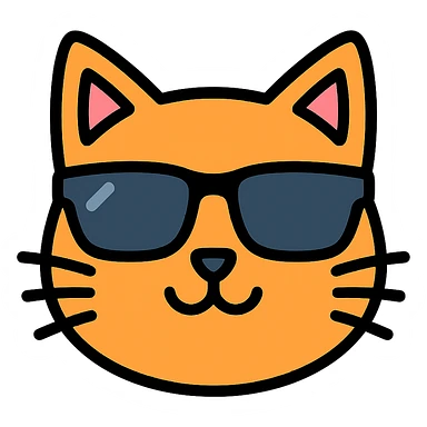 cat wearing sunglasses color icon sticker