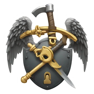 a lock with wings and arms holding a sword, the lock is holding a sword, big lock sticker