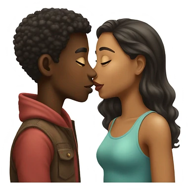black boy and girl kissing  sticker