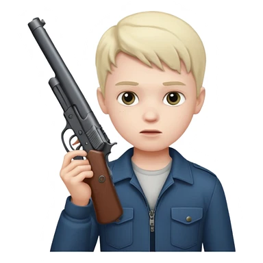 boy holding a gun sticker